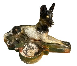 Chalkware German Shepherd Ashtray