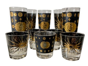 10 Pieces Of Fred Press Barware Eclipse Sunburst 22KT
