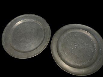 Pair Of Early Pewter Chargers Plates Touch Mark A D