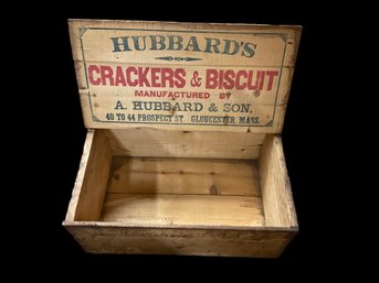 Antique Gloucester MA Hubbard's Crackers Biscuits Wooden Crate