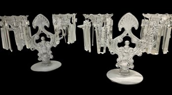 Pair Of Vintage Crystal Luster Candelabras