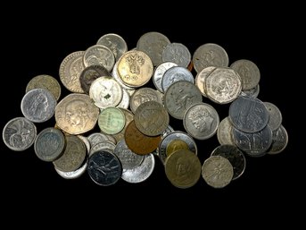 Batch Of Foreign Coins Spain, Canada, Mexico, Lots More