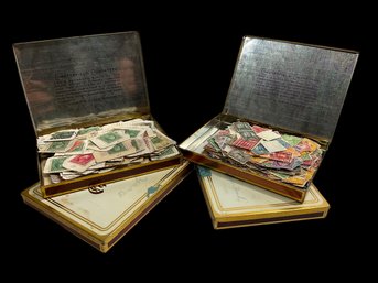 Four 1930s Chesterfield Cigarette Tins With 30s US Postage Stamps Air Mail Special Handling Washington Etc