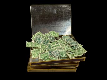 1920s And 1930s Stamp Collection In Four Chesterfield Cigarette Tins 1 1 1/2 5 6 7 8 9 10 Cents