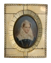 Antique Miniature Portrait Of Mary Queen Of Scots Signed Smart