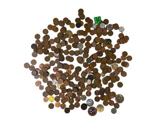 Large Grab Bag Lot Of Old And Vintage Coins And Tokens American Foreign World Wheat Pennies Etc