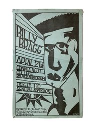 Vintage 1990s Billy Bragg Concert Poster Flyer For Connecticut College Palmer Auditorium