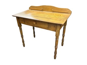 Antique Oak Writing Desk With  One Drawer