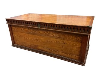 Antique Oak Blanket Chest With Dentil Molding