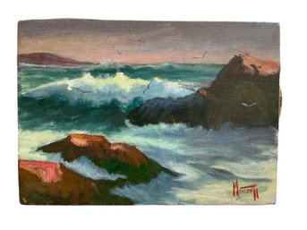 Gloucester MA Artist William Mitchell Signed Oil On Canvas Titled  White Caps
