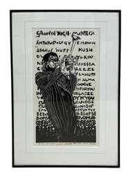 Vintage 1983 Peter Bodge Linocut Of Dizzy Gillespie Jazz Music