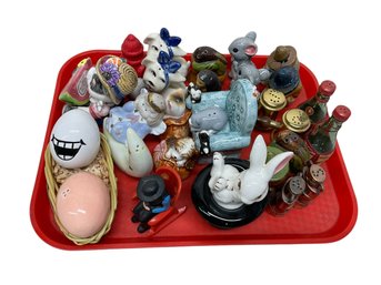Tray Lot Of Salt And Pepper Shakers A