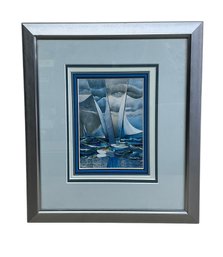 Framed Print By Tom Tracy Rockport MA Artist Of Sailboats Off Eastern Point Signed