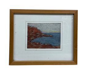 Ted Tysver Gloucester MA Artist Mixed Media On Paper Of Shoreline