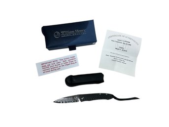 William Henry Legacy Model H230-D Friction Folder Pocket Knife Damascus Blade