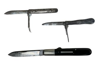 Three Antique Knives Thomaston Knife Co Connecticut Sterling Folding Pocket Knives