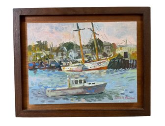 Dennis Poirier Cape Ann Artist Oil On Board Of Gloucester Harbor