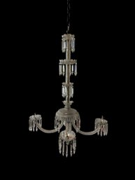 Antique Crystal 4 Arm Chandelier Early 20th Century