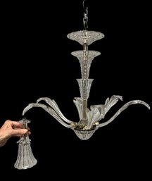 1920s Art Deco Czech Glass 6 Fixture Chandelier