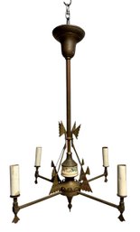 4 Light Aesthetic Perod Chandelier Satsuma Butterfly Piece  1880's Originally Gas