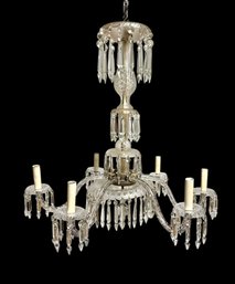 Gorgeous 19th Century 6 Fixture Crystal Chandelier With Amazing Prisms