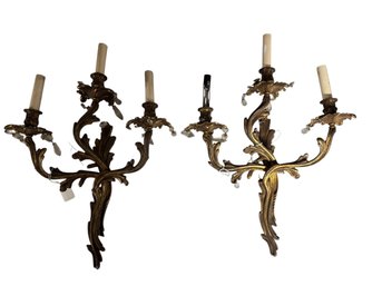 Pair Of French Bronzed Cast Metal Sconces Late 19th Or Early 20th Century