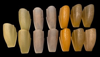 13 Glass Art Deco Matched Pattern Slip Shades 4 Different Colors