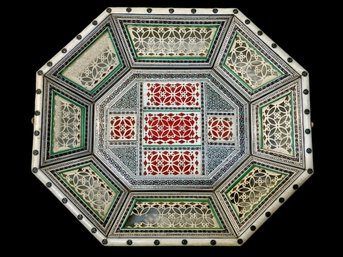 Intricately Inlaid Syrian? Carved Tray