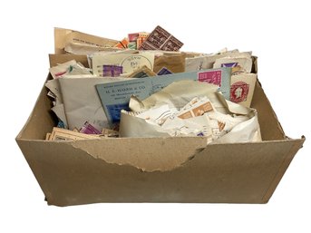 Box Filled With 1930s 40s 50s And Other Stamps 8 Cents 20 Cents Washington Etc
