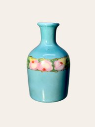 Limoges Robins Egg Blue Bud Vase With Roses