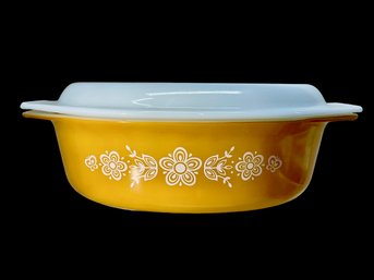Vintage Pyrex Lidded Casserole Dish Butterfly Gold