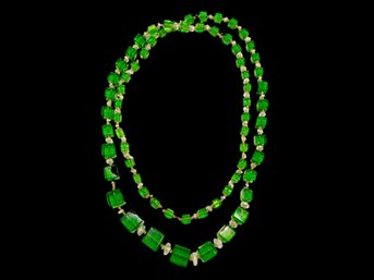 Antique Green Cube Cut Crystal Necklace