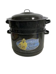 Gordons Of Gloucester MA Fresh Seafood Advertising Black Enamel  Lobster Pot