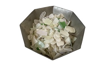 Vintage Gorham Pewter Octagonal  Bowl Filled With Sea Glass Beach House Decor