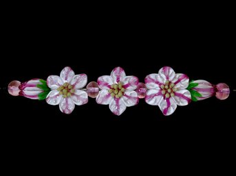 Blown Glass Flower Bead Set Lamp Work Artisan Made