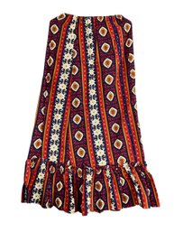 1970s Geometric Pattern Brattle Square Hippy Boho Skirt