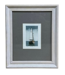 Indistinctly Signed Color Etching Of Sailboat