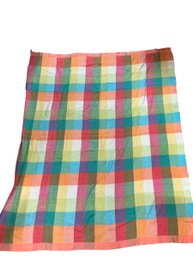 Vintage Gingham Colorful Fleece Blanket