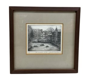 Etching Of Newmarket NH By John S Chaltas