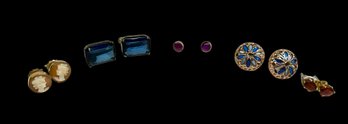 Lot Of Vintage Sterling Gold Filled And Costume Earrings Amethyst Cameo Etc