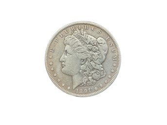 1891 Morgan Silver Dollar No Mint Mark Antique Coin