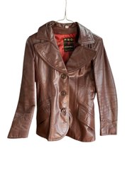 Vintage 1970s Womens Leather Jacket Size 7 PBD International Korea