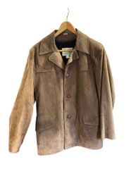 Vintage 1970s Mens Beige Suede Leather Jacket By Ginoleathers
