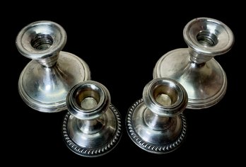 Set Of 4 Sterling Weighted Candleholders