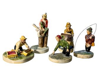 Sebastian Miniatures Nautical Theme Pelican And Boy, Cranberry Picker Etc