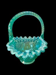 Fenton Opalescent Turquoise Basket