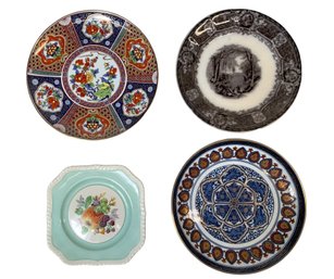 Four Vintage And Antique Decorative Plates Purple Transfer Ware Imari Johnson Bros