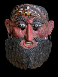 Metal Painted Mask With Alligator On Forehead