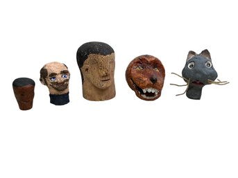 Lot Of Five Folk Art Heads