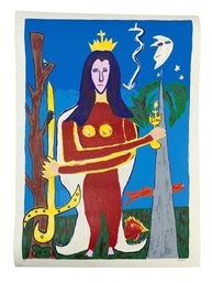 Folk Art Lithograph Of Lexica Tarot High Priestess Boffil?